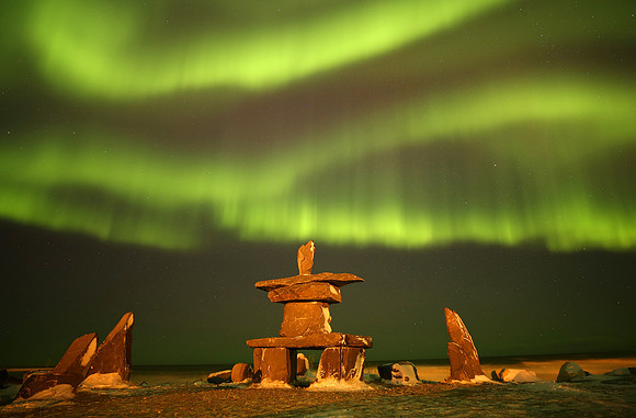 Inuksuk and lights. Churchill MB